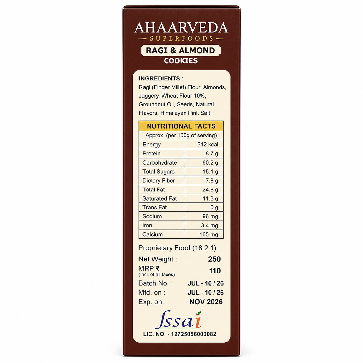 Komalika Ragi Cookies 250gm – Crunchy & Calcium-Rich Millet Cookies