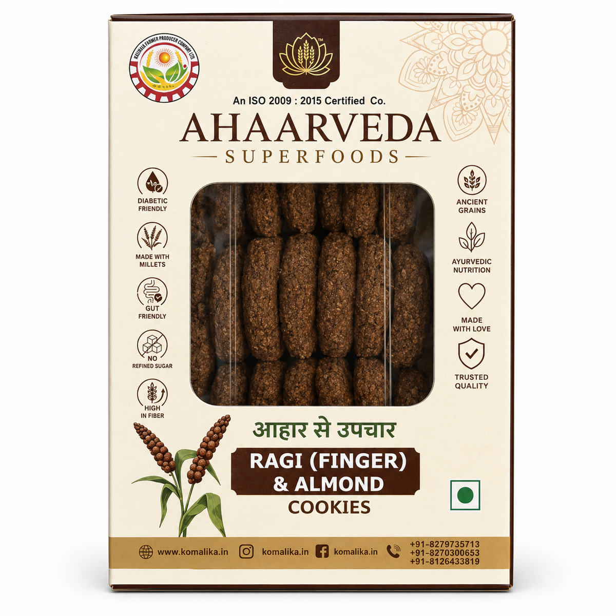 Komalika Ragi Cookies 250gm – Crunchy & Calcium-Rich Millet Cookies