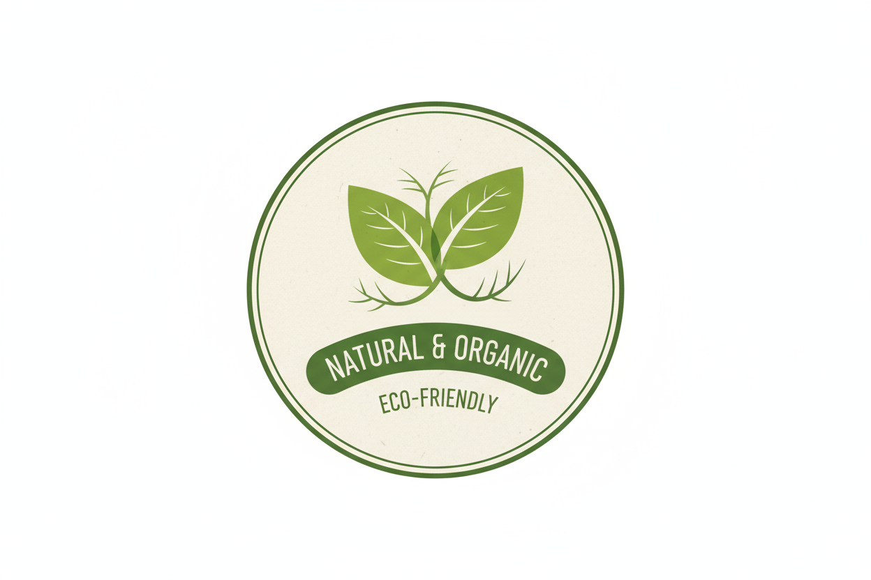 organic leaf icon, natural product label, eco-friendly vector design